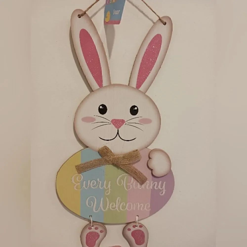 3 for 26 - Every Bunny Welcome Spring Wall Door Hanging Sign Decor welcome